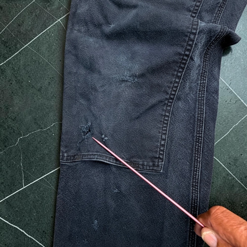 Carhartt Double Knee Carpenter Pants Mens 36 x 30 Black Faded Canvas Thrashed - Picture 11 of 15